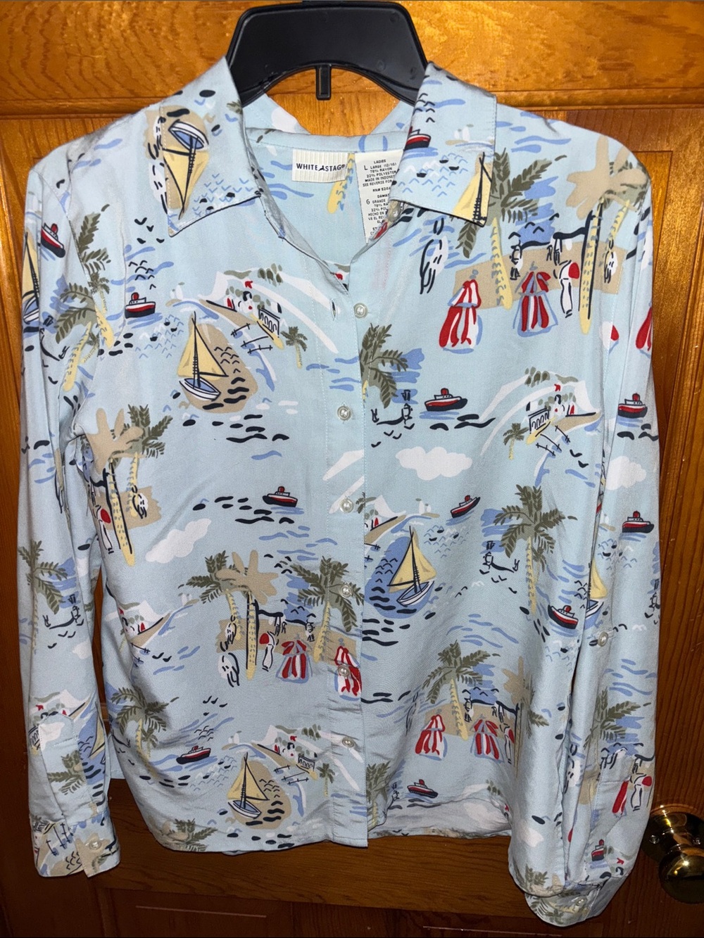 White Stag Light Blue Nautical Button-Up Shirt